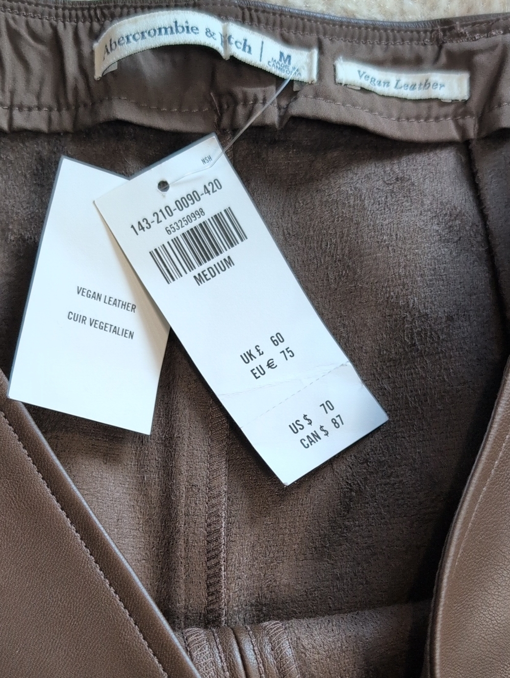 abercrombie Faux Leather Pencil Skirt in Milk Chocolate M - Picture 5 of 8